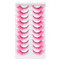Nahaufnahme Detailansicht von leuchtend rosa künstlichen Wimpern im weißen Plastiktray. - Cat-Eye / 10 Paare/Packung (Mit Tablett) / Rosa