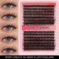 DIY cluster false eyelashes 50P mixed length 10-16mm fluffy volume individual lash extensions - 10mm-16mm Mixed / 50 Pages