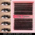 DIY individual cluster eyelashes set, 60P fluffy volume 10-16mm fake lashes extensions tray - 10mm-16mm Mixed / 60 Pages