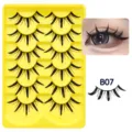 6 Paar künstliche Wimpern dramatisch dicke schwarze Wimpern natürlicher Look Make-up Tool - Dicker Trapezförmiger Stil (B07) / 6 Stück/Packung