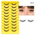 Falsche Wimpern 10 Paar Volumen natürlich dicke Make-up süße Cosplay Wimpern gelbe Schale - H-3 Stil (H-3) / 10 Paare Set