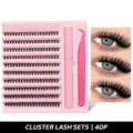 10 Reihen Cluster Wimpern Set DIY Wimpernverlängerung Natürliche Künstliche Wimpern mit Pinzette - 10 Reihen Heißversiegelt Mit Werkzeugen-40P