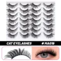 Künstliche Wimpern im Fuchs-Stil dichte geschwungene Nerzwimpern Set für das Make-up. - MA019 Stil (MA019) / 14er-Set / Weißes Tablett