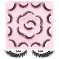 Fluffy false eyelashes 10 pairs set dramatic wispy thick volume mink lashes with pink tray - Dramatic False Eyelashes-10 Pairs (With Pink Heart-Shaped Tray) / 14#