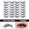 Katzenwimpern künstliche Wimpern dicker geflügelter geschwungener Wimpernset Augen Make-up - MA024 Stil (MA024) / 14er-Set / Weißes Tablett