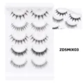 Faux cils autocollants multipack avec plateau blanc look naturel maquillage quotidien - Auto-adhésif 5 Paires Mix 03 (MIX03)
