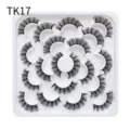 10 pairs natural curly false eyelashes set white tray flower shape makeup tools styling - 10 Pairs (TK17)