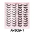 20 Paar künstliche Wimpern Set mit rosa Schale, natürliches Volumen dicke 3D Fake Lashes Make-up. - FD20-1