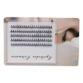 Close-up detail of hot-melt cluster false eyelashes, single cluster natural nude makeup style. - 10mm