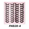 Detailansicht von 20 Paaren künstlichen Wimpern auf rosa Schale, dichtes Volumen. - FD20-4