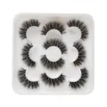 Flauschiges künstliches Wimpernset in weißer Schale, dramatisches Volumen und Schwung für Make-up. - DSD08 Stil / 5 Paar Set