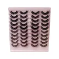 20 Paar Flauschige Künstliche Wimpern Dramatisches Volumen Make-up Display Tray Set - Stil H001 / 20 Paar Rosa Stufentablett