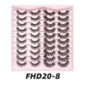 20 Paar künstliche Wimpern im rosa Tray kurze natürliche Wimpernverlängerung Detailansicht - FD20-8