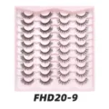 20 Paar künstliche Wimpern im rosa Tablett, kurze 3D Volumen natürliche Wimpern-Set. - FD20-9
