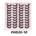 Detailansicht von 20 Paar kurzen 3D-Künstlichen Wimpern auf rosa Schale, Lash-Produkt. - FD20-10