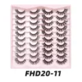 Nahaufnahme Detail von 20 Paar künstlichen Wimpern in rosa Schale, dichter Stil. - FD20-11