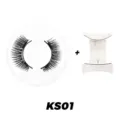 Magnetische künstliche Wimpern Set mit transparenter Basis und weißem Applikator Tool KS01 - Stil KS01 (Einfaches Quantenmagnet-Set)