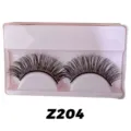 Dicke und geschwungene künstliche Wimpern im Set mit rosa Kunststoffschiene für Augen. - Stil Z204 (Paarpackung)