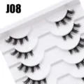 Mehrschichtige dicke lockige künstliche Wimpern J08 Detailansicht für ein tolles Make-up. - 10 Paare Weiß Stufe Halbes Auge J08