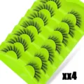 Grüne künstliche Wimpern im Fuchs-Stil, dichtes geflügeltes Set mit heller Aufbewahrungsbox. - 7 Paar Grüne Verlaufs-Serie (xx4)