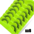 Großhandel künstliche Wimpern 7 Paare flauschige dramatische Wimpern mit grüner Schale. - 7 Paar Grüne Verlaufs-Serie (xx6)