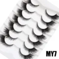 Nahaufnahme der Katzenaugen-Künstliche-Wimpern-Schale, natürliche lange äußere Ecke. - Reguläres Tablett Baumwollfadenband (MY7)