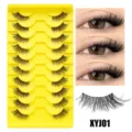 10 Paare halbe künstliche Wimpern unsichtbarer Stiel natürliches Volumen Make-up - Halb Angelschnur Stil (XYJ01) / 10 Paare Set
