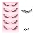 Detailansicht dicker Katzenaugen-Künstlicher Wimpern, 5 Paare pro Schale, europäischer Stil. - Reguläres Tablett Baumwollfadenband (XX4) / 5 Paar Set / Rosa Schräg