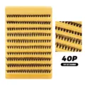 Büschel künstliche Wimpern geteilte einzelne Wimpernschale DIY Wimpernverlängerung 40P - 40 Cluster (Gelbes Tablett)