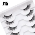 Detaillierte Ansicht mehrschichtiger dichter falscher Wimpern, natürliches flauschiges Design. - 10 Paare Weiß Stufe Halbes Auge J15