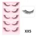 5 Paar dicke Cat Eye geschwungene kuenstliche Wimpern Set mit rosa Tablett und Details - Reguläres Tablett Baumwollfadenband (XX5) / 5 Paar Set / Rosa Schräg