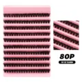 Detaillierte Ansicht von segmentierten Cluster künstlichen Wimpern auf rosa Schale. - 80 Cluster (Rosa Tablett)