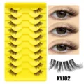 Halbe künstliche Wimpern natürlicher Look unsichtbares Band weich wiederverwendbar Make-up - Halb Angelschnur Stil (XYJ02) / 10 Paare Set