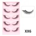 Detailansicht von 5 Paar dichten cat eye künstlichen Wimpern auf rosa Tablett mit Inlay. - Reguläres Tablett Baumwollfadenband (XX6)