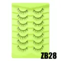 7 Paar künstliche Wimpern fluffig geschwungen Volumen Fake Lashes auf grüne Schale - Schräg Fliegender Dicker Stil (ZB28)