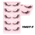 Künstliches Wimpernset mit rosa Schale, dicker und fluffiger Stil für ein tolles Make-up. - Messy-Stil (YM07-F) / 5 Paare (Rosa Tablett)