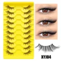 Halbe künstliche Wimpern unsichtbares Band natürlicher Look Modell XYJO4, 10 Paar Set Make-up. - Halb Angelschnur Stil (XYJ04) / 10 Paare Set