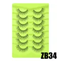 7 Paare künstliche Wimpern Set dichte Fuchs Stil flauschige Wimpern auf grüner Schale Detail - Schräg Fliegender Dicker Stil (ZB34)