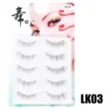 Künstliche Wimpern im Detail, 5 Paar Packung mit transparentem unsichtbarem Band. - Transparentes Band Stil LK03 / 5 Paar Set