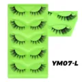 Künstliches Wimpernset, dichter und natürlicher Look, 5 Paar Packung mit grünem Tray YM07-L - Messy-Stil (YM07-L) / 5 Paare (Grünes Tablett)