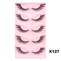 Detailansicht von 5 Paar künstlichen Wimpern im Cat-Eye-Stil dicke schwarze Wimpern auf Trager - Reguläres Tablett Baumwollfadenband (X127)