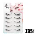 Nahaufnahme Detail von 5 Paar künstlichen Wimpern, unsichtbares Band, natürlicher Nude-Look. - Durchsichtiger Bandstil ZB51 (ZB51-Transparent) / 5 Paar Set