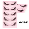 Flauschige künstliche Wimpern Variante, dichte und natürliche Wimpern mit rosa Schale Modell - Messy-Stil (YM16-F) / 5 Paare (Rosa Tablett)