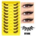 10 Paare halbe künstliche Wimpern natürliche transparente Band DIY Wimpernverlängerung - Halb Angelschnur Stil (XYJ06) / 10 Paare Set
