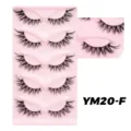 Flauschiges künstliches Wimpern-Set natürliches dickes Volumen mit rosa Schale - Messy-Stil (YM20-F) / 5 Paare (Rosa Tablett)