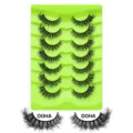7 Paar Flared Cat Eye Falsche Wimpern DOHA Stil mit Grüner Schale Make-up Schönheit - Grüne Schale Stil (D0HA) / 7 Paare Set