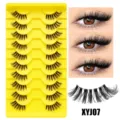 Halbe Wimpern künstliche Wimpern natürlicher Look weich unsichtbares Band 10 Paar Set XYJ07 - Halb Angelschnur Stil (XYJ07) / 10 Paare Set