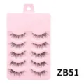 Künstliche Wimpern 5 Paar natürlicher Look weiche schwarze Wimpern rosa Palette Make-up - Angelschnur Stil (ZB51) / 5 Paar Set