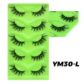Großhandel flauschige künstliche Wimpern dicker natürlicher Stil mit grüner Schale. - Messy-Stil (YM30-L) / 5 Paare (Grünes Tablett)