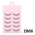 5 Paar Natürliche Künstliche Wimpern Set mit Rosa Plastik Schale Alltag Make-up Lashes - Stil ZB08 (ZB08) / 5 Paar Packung (Baumwollband)